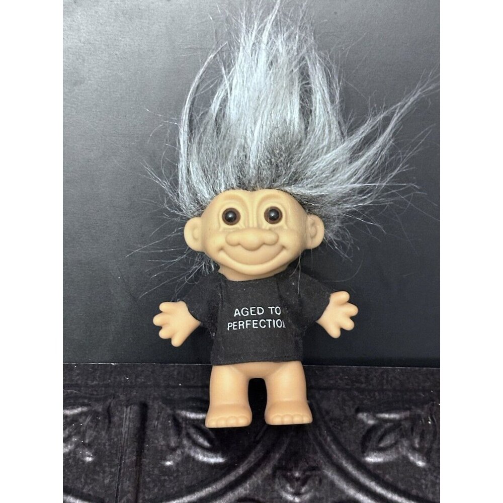 Vintage Russ “Aged to Perfection”‎ Troll Doll Gray Hair 8" w hair